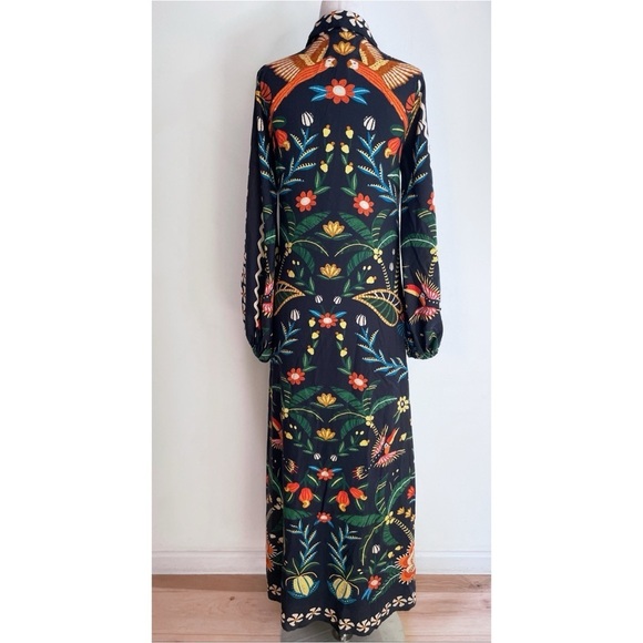 NWT Anthropologie x Farm Rio Floral Birds Long-Sleeve Button-Front Midi Dress​​​ - Picture 7 of 10
